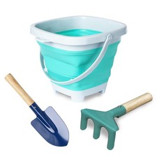 3 Pieces Collapsible Beach Bucket for Kids Outdoor Toys Shovel and Rake