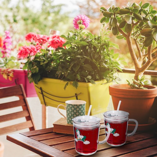 Kindergläser Kinder Trinkbecher Henkel Trinkglas Glas mit Strohhalm 400 ml - Bild 2 von 10