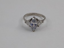 Sterling Silver 925 3 Stone Cubic Zirconia Engagement Ring With Accents Sz 9