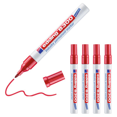 5 x edding 8300 Industrie Permanentmarker rot Permanent Marker 1,5-3mm Stift NEU