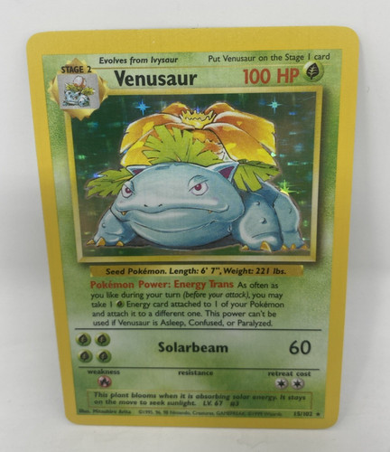 1999 Venusaur 15/102 Holo Rare Base Set Unlimited WOTC Pokemon NM