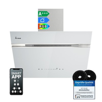 Dunstabzugshaube 60cm Umluft Abluft Kopffrei Wandhaube Silber Weiß WLAN