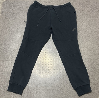 Nike Men's Black Fleece Jogger Pants XL Drawstring Elastic Waist Zip Pocket