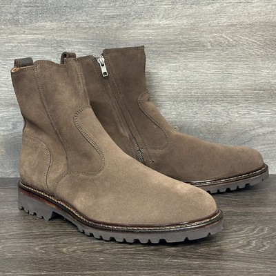 Allen Edmonds Men's Discovery Moto Boots Sz 10.5 Suede Side Zip Brown 4929