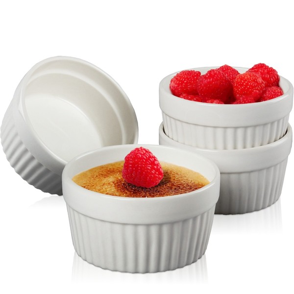 Set 4X Keramik Ø9 CrèMe-BrûLéE SchäLchen Mini Quiche Auflauf Form FöRmchen Tapas-image