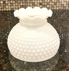 Vintage White Milk Glass Ruffled Top Hobnail Lamp Shade 6" Fitter