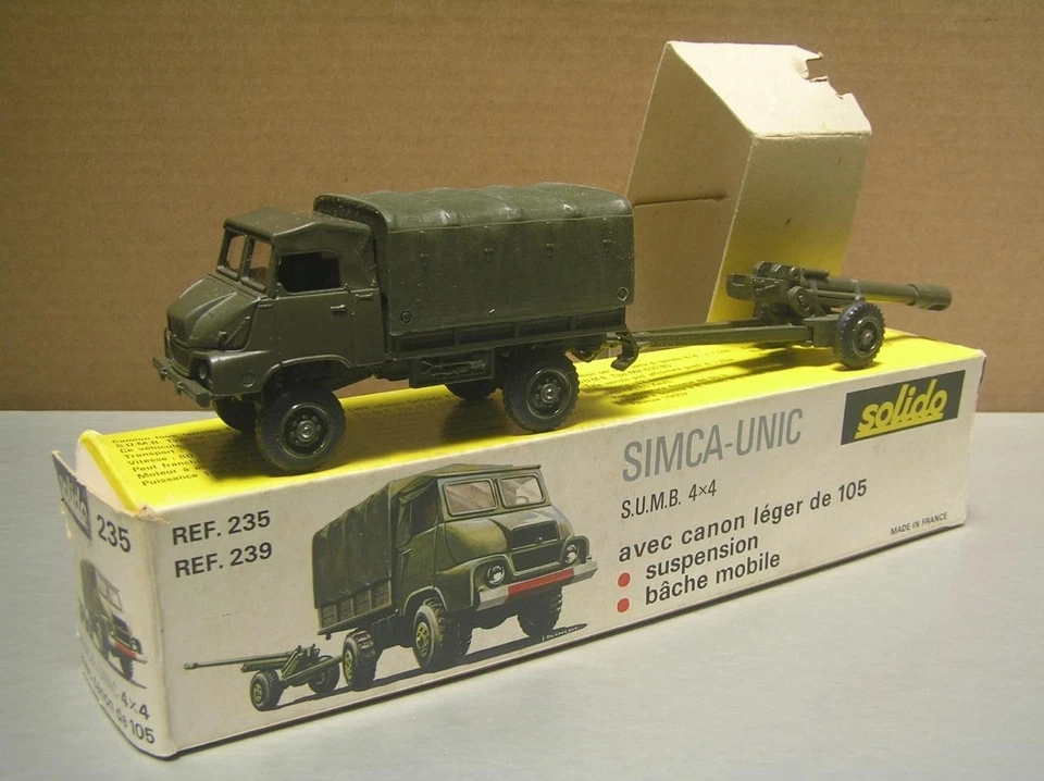 Solido 235 239 Simca-Unic SUMB 4x4 Military Truck + Cannon made in France NMIB+ - Image 2 of 4