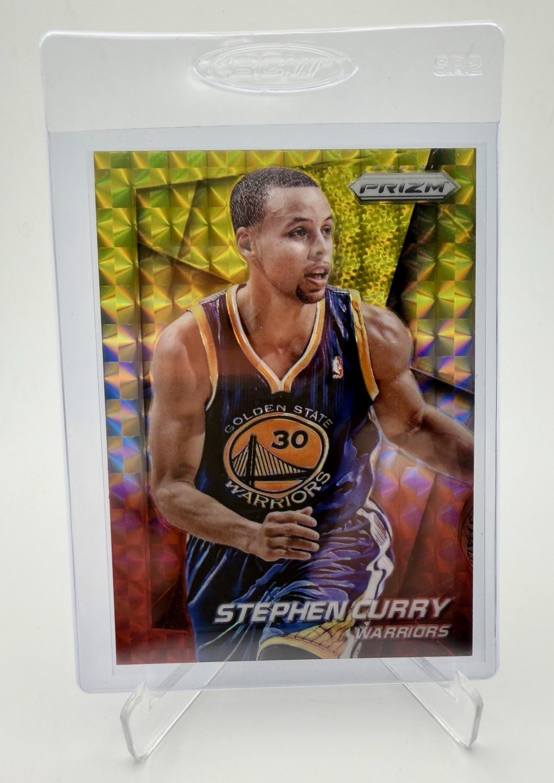 2014-15 Panini Prizm - Stephen Curry #92 Yellow & Red Mosaic Prizm