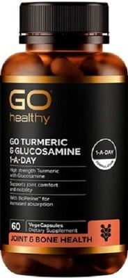 Go Healthy GO Turmeric & Glucosamine 1-A-Day 60 VegeCapsules made in NZ