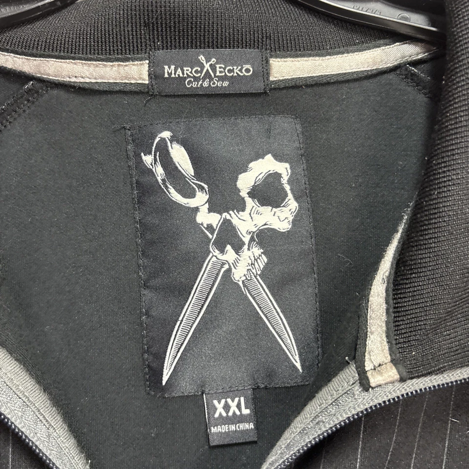 Chaqueta de béisbol Marc Ecko para hombre talla XXL negra/gris corte y costura cremallera frontal Foto 2 de 4