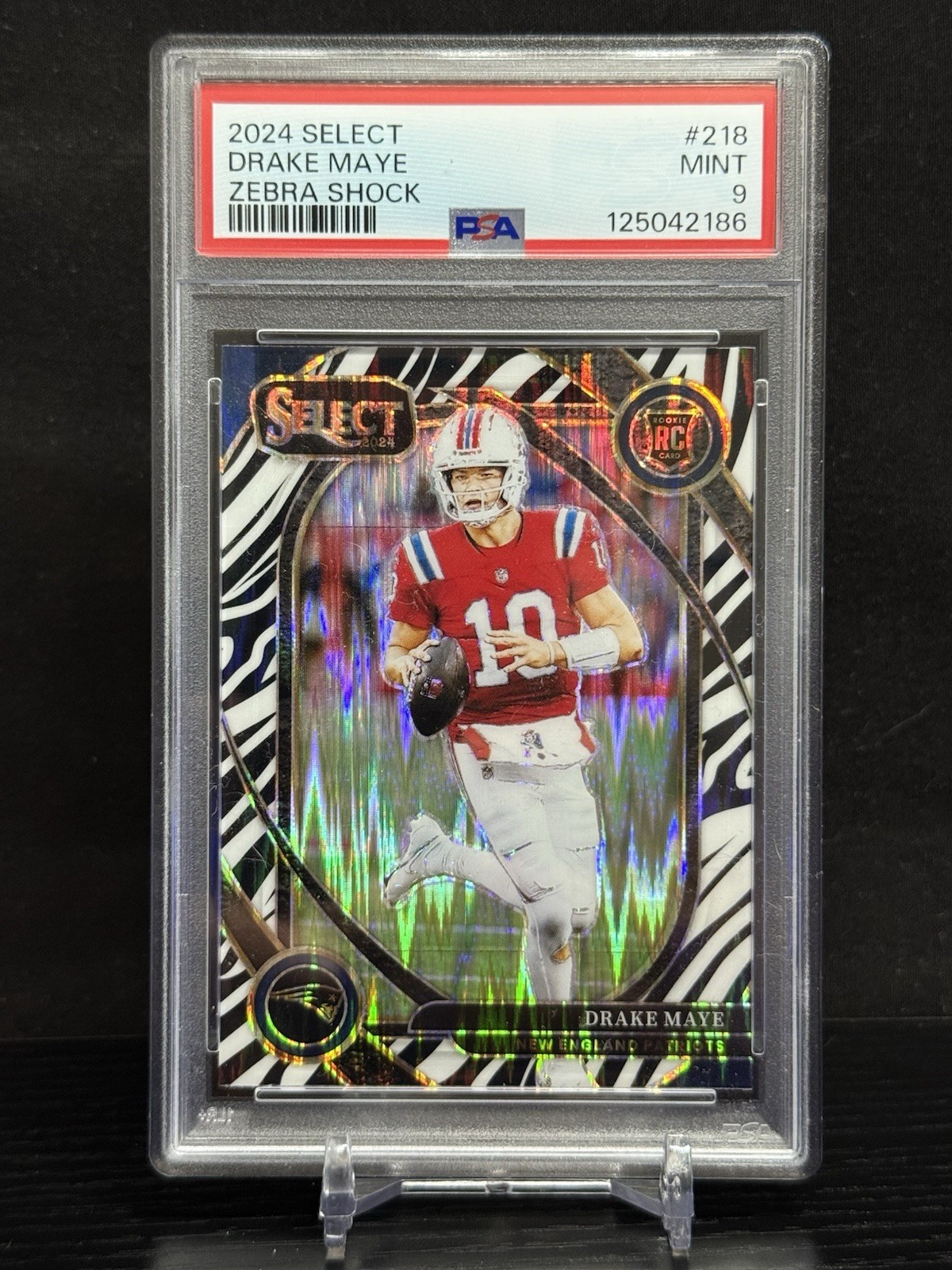 2024 Drake Maye Select Zebra Shock Rookie RC #218 PSA 9 🔥