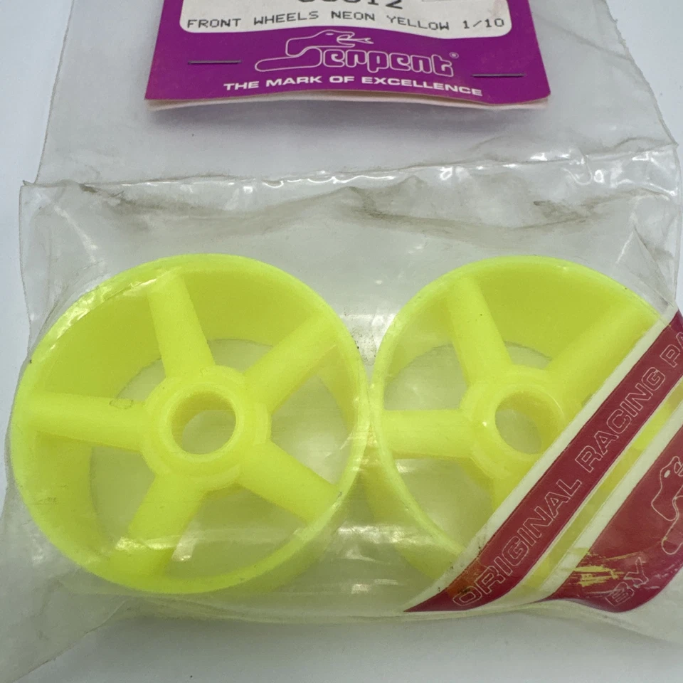 Vintage Serpent RC Front Wheels Neon Yellow SER 88812 - Image 2 of 3