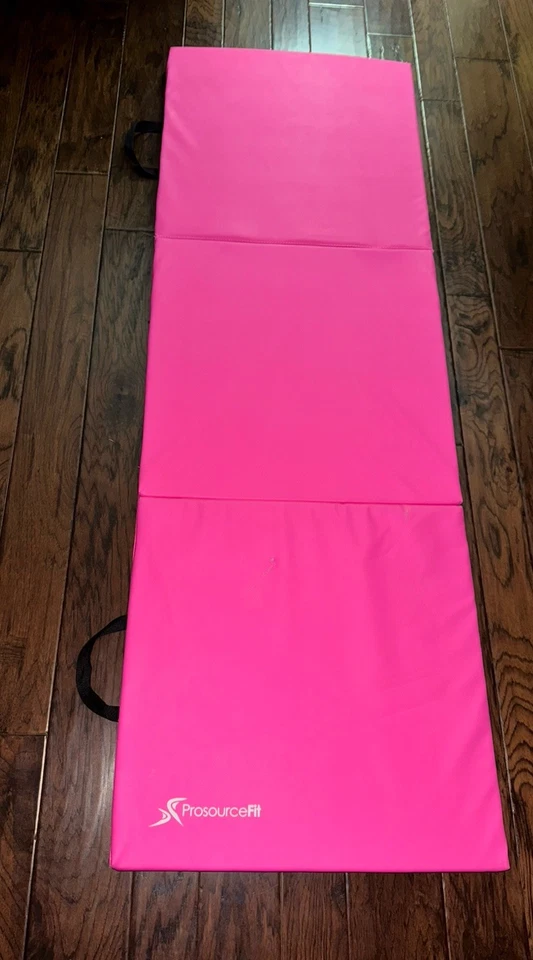 ProsourceFit Tri-Fold Folding Thick Exercise Mat 6’x2’ with Handles PINK - Image 2 of 4