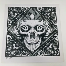 Blotter Art Acid Tongue Skull Psychedelic Numbered By Alan Forbes