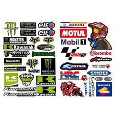 40x Stickers A4 Sheets- Monster Kawasaki Motorbike Moto Gp Dirtbike Racing Decal