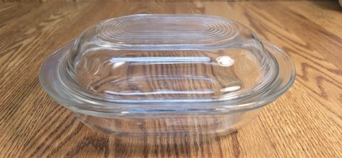 VTG Pyrex 602-B Clear Borosilicate Glass Oval Refrigerator Dish & Lid 1½ Quart