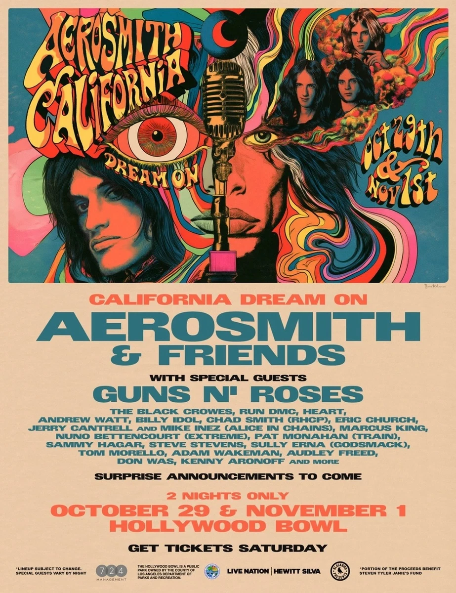 Aerosmith And Friends At Hollywood Bowl Los Angeles 2026 Poster