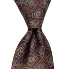 JOSEPH ABBOUD Men's Silk Skinny Necktie Designer Geometric Brown/Blue/Beige GUC