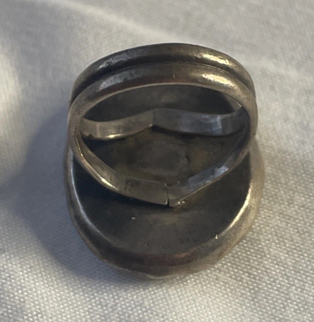 Beautiful Abalone & Solid Sterling Ring Sz 3.75 - image 5