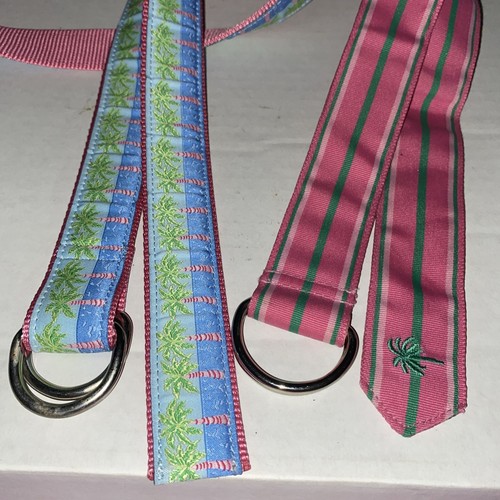 2x VTG 90’s Lily Pulitzer/Douglas Paquette D-Ring (Pink & Palm Trees)Belts LARGE - 第 1/8 張圖片
