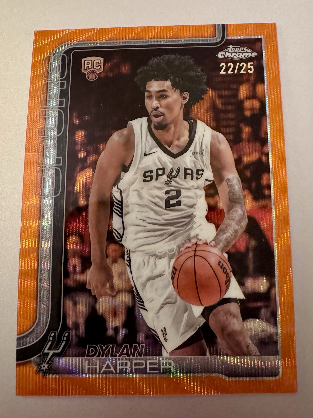 Topps Chrome 2025-26 (RC) Dylan Harper /25 Orange Wave Refractor #252 Rookie 🔥