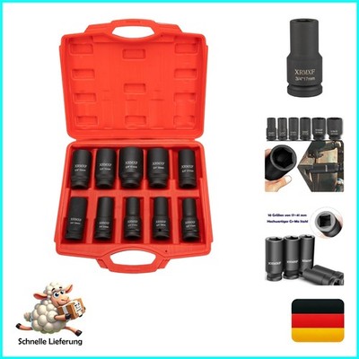 10-tlg. Deep Impact Steckschlüsselsatz 3/4 Zoll Kraft-Steckschlüssel Sets 17-...