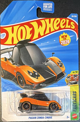Hot Wheels Pagani Zonda Cinque Exoticars 1:64 Diecast Orange/Black Unopened