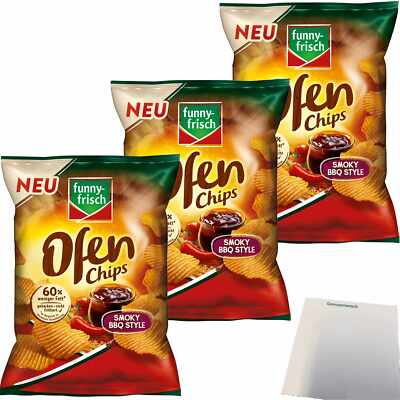 funny-frisch Ofenchips Smoky BBQ Style Chips 3er Pack 3x125g Packung usy Block