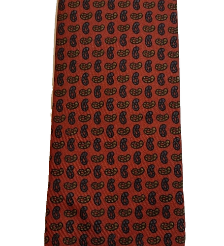 VTG Paul Stuart Necktie Men's 100% Silk Tie Red Foulard Amoeba Geometric USA - Picture 5 of 9