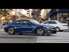 Cars blue cityscapes nissan side view gt r Desk Mat Stitched