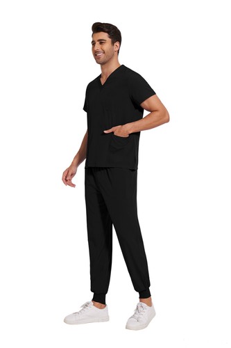 Stretch Medical Nursing Uniform Scrub Set Men V-Neck 3-Pocket-Top Jogger Pants - Picture 113 of 138