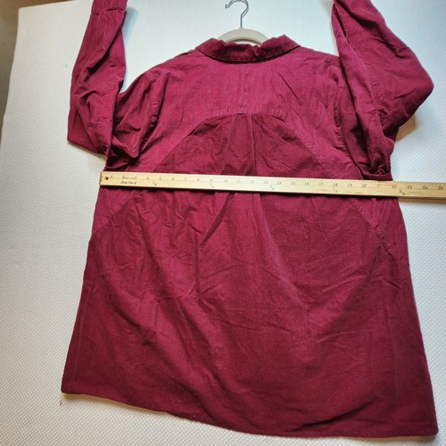 J Jill Womens Shirt Top Large Burgandy Corduroy Loose Fitting Collared V Neck - Picture 4 of 8