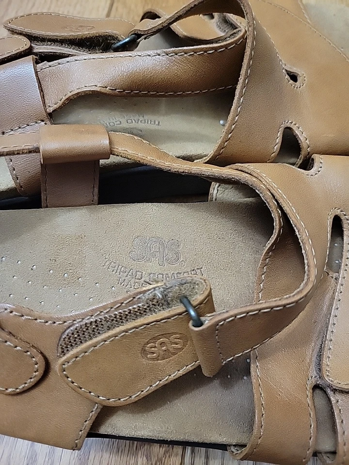 Sandalias Lisette SAS para mujer talla 11M cuero marrón correa al tobillo zapatos ajustables Foto 2 de 4