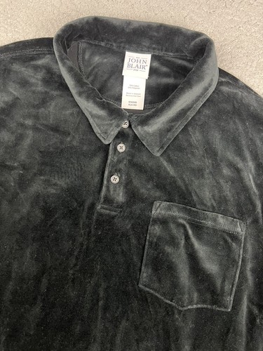 Vintage Velour Shirt Mens XL Disco Hippy Boogie Nights John Blair Black Retro - Bild 2 von 11