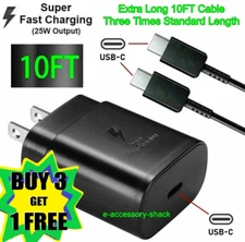 25w Type USB-C Super Fast Wall Charger+10FT Cable For Samsung Galaxy S20 S21 5G