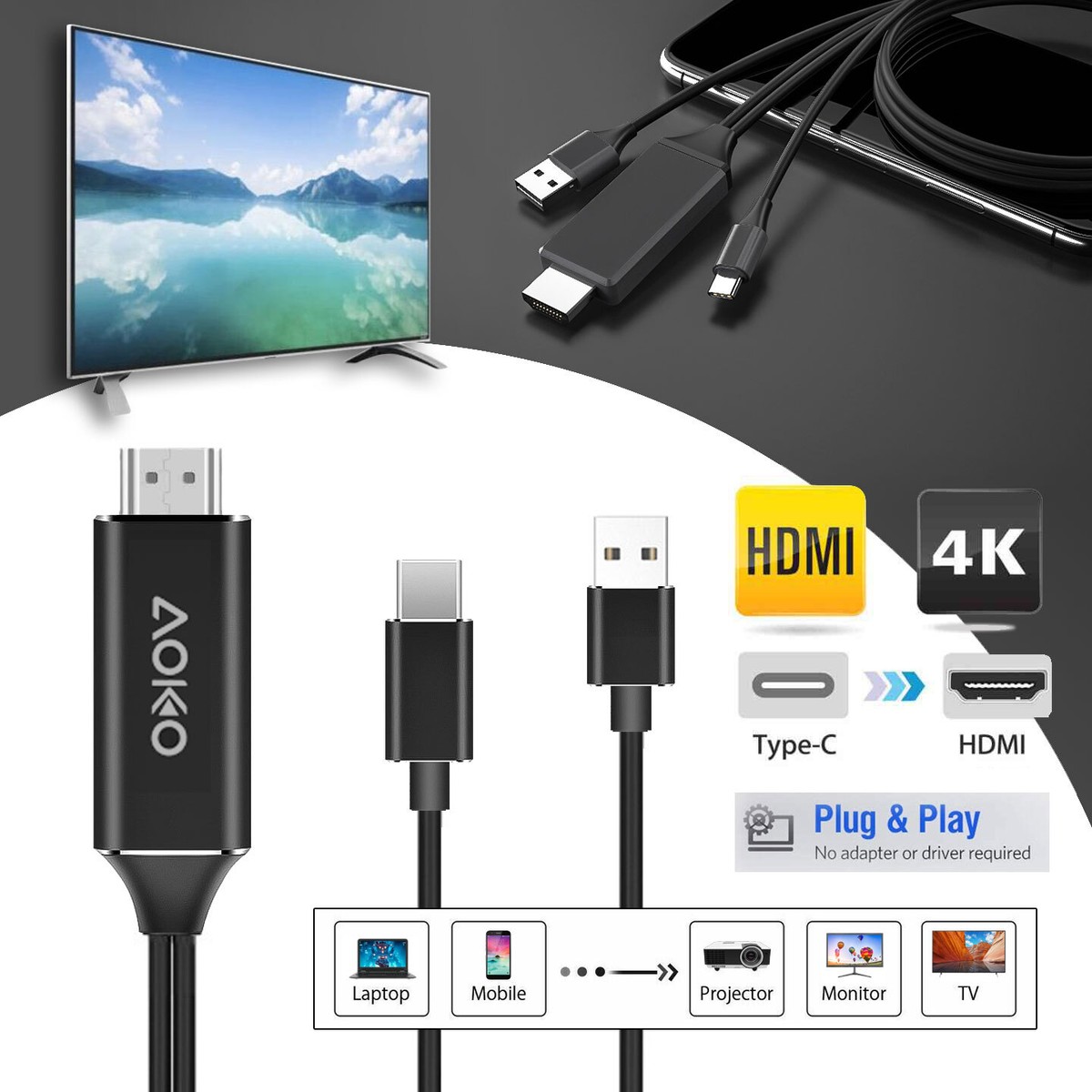 type c mhl cable mobile to tv