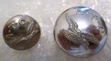 ATC Air Training Corps Buttons  22 & 15 mm 2 pcs Chrome maker Gaunt Vintage