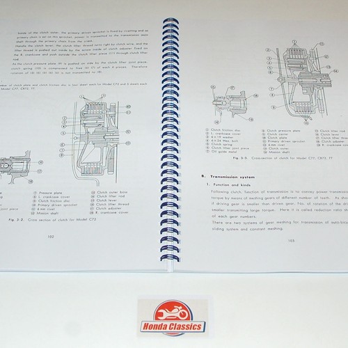 Honda CB72 CB77 Factory Taller Manual de Y Lista Piezas Libro Set HWM103 - Imagen 10 de 12