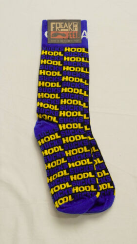 Freaker Feet Unisex HODL Sucks Crew Socks JM3 Blue/Multi One Size Fits Most NWT