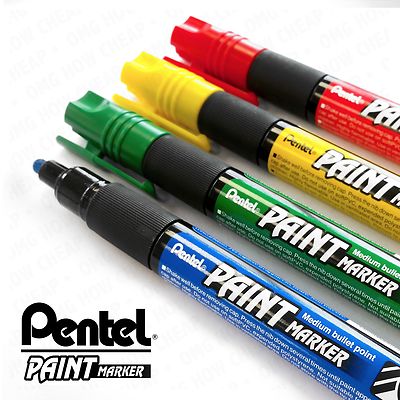 Pentel Cellulose Paint Marker - Med - MMP20 - 4 Pen Set - Red, Yel, Green, Blue