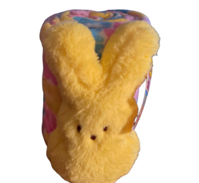 Peeps Easter Bunny Throw Blanket 50'' x 60'' Yellow Bunny Plush 8'' Set 2022 new