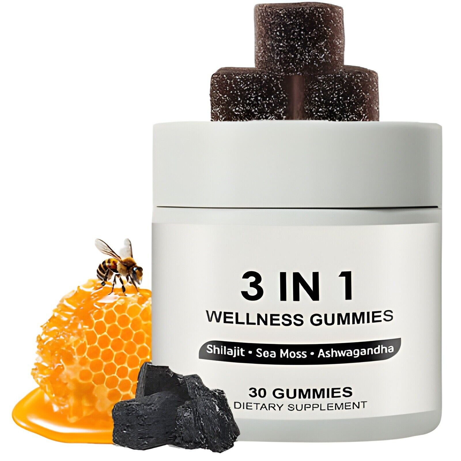 3 in 1 Shilajit Resin Gummies with Ashwagandha Cured Shilajit Wellness Gummies