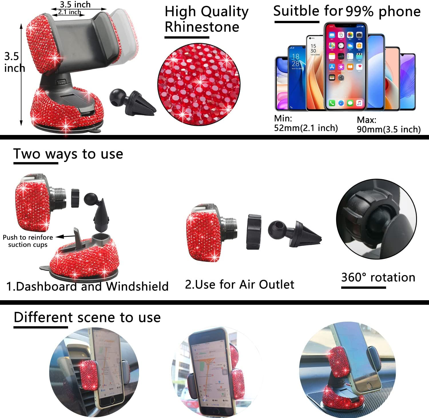 27Piece Bling Car Accessories Set for Women, Universal Size in Red eBay