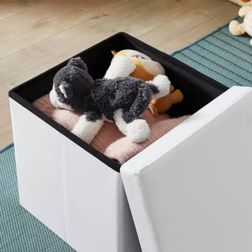 Sitzhocker mit Stauraum Aufbewahrungsbox faltbar Kunstleder Fußbank 38x38x38 CM