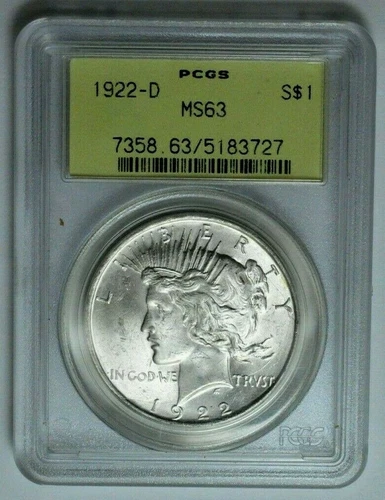 1922-D Peace Dollar PCGS MS63 OLD GREEN LABEL VAM HUGE DIE CRACK Silver $1 Coin!