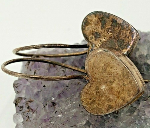 AR Vintage Sterling Silver Puffy Heart Earrings 4.4 Grams - Picture 4 of 10