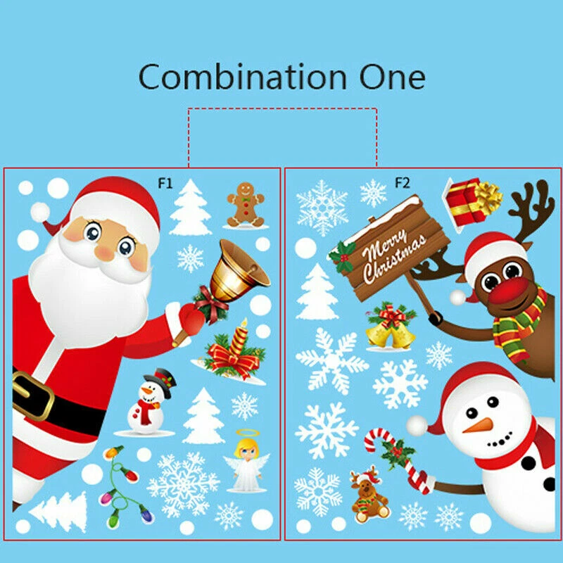 Christmas Xmas Santa Removable Window Stickers Art Decals Wall Home Shop Decor
