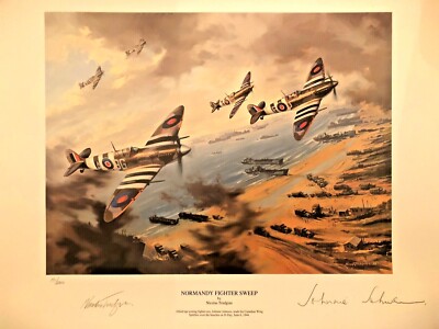 Air Aces Series (3) Prints....Spitfire XIVe,.... Me262,.. Normandy Fighter Sweep