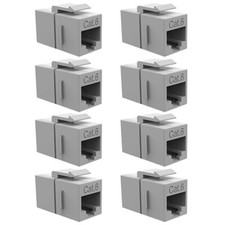 8x Cat6 RJ45 F/F Ethernet Coupler Joiner Snap-In Jack Keystone Wall Plate Gray