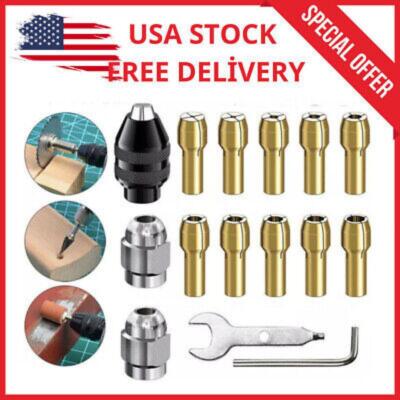 15PCS/Set Keyless Drill Chuck Brass Collet Metal Nut 0.8-3.2mm Shank for Dremel